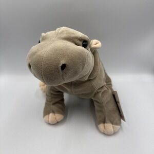 Manhattan Toy Co Grey Hippo Hippopotamus Sitting Beanbag Plush Stuffed Animal 8"